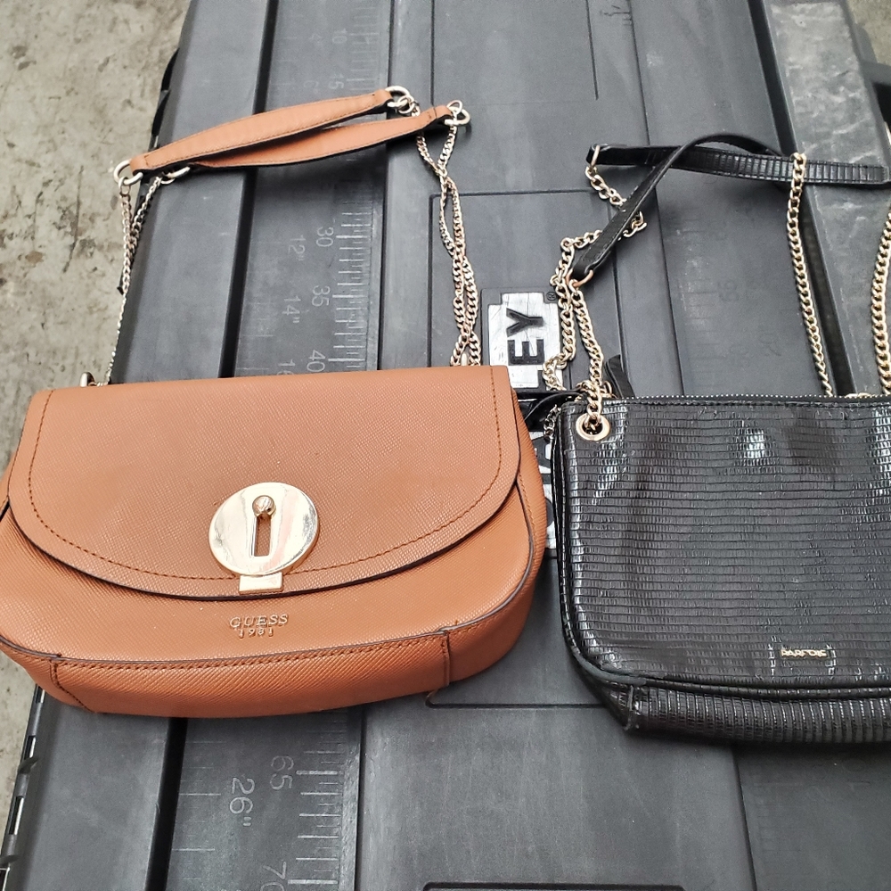 Guess Tan and Black Crossbody Bags